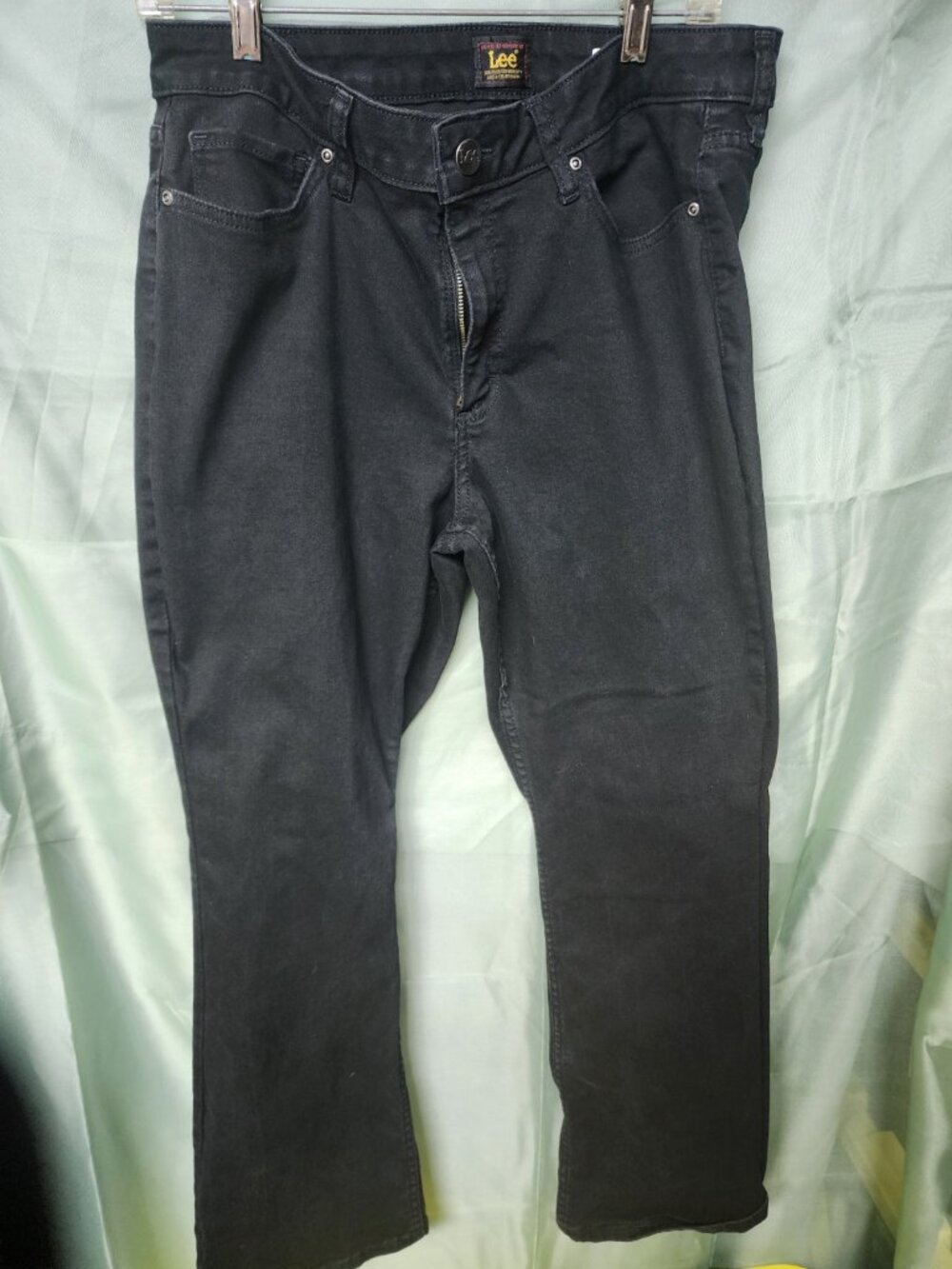 Lee Black Stretch Straight-Leg Jeans Size 16 Short
